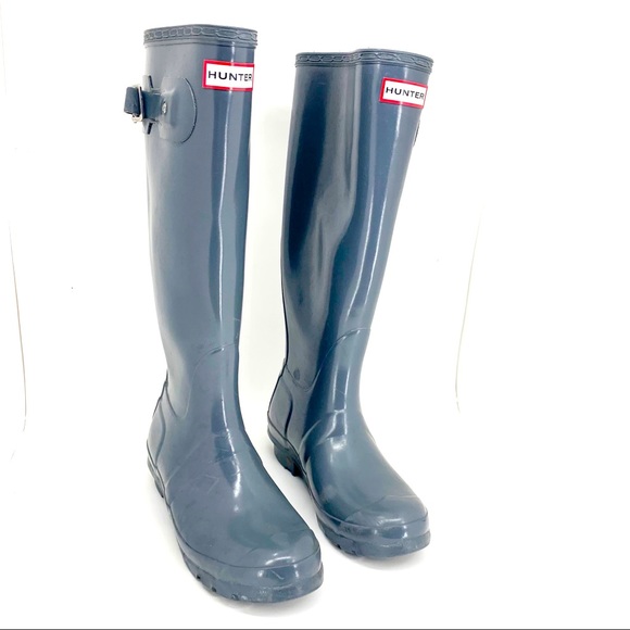 Hunter Shoes - Hunter Tall Gray Rubber Rain Boots Sz 6